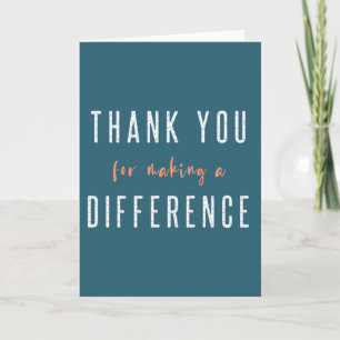 Carte Merci pour faire une différence Orange turquoise