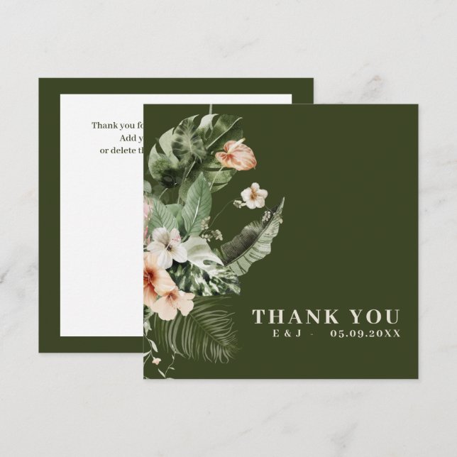 Carte "Merci" pour hibiscus boho tropical (Devant / Derrière)
