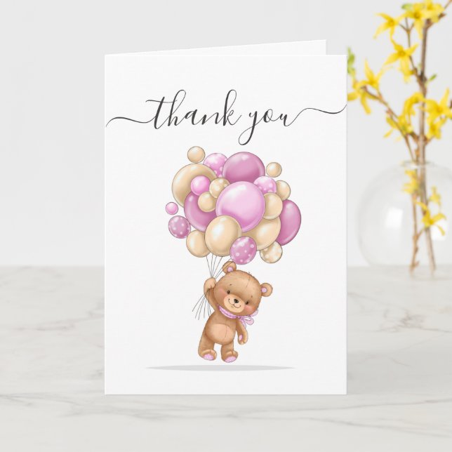 Carte Merci pour l'amour de nounours (Fleur jaune)