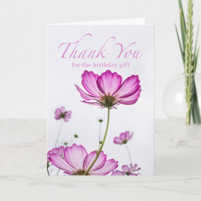 Carte Merci pour le cadeau d'anniversaire, Fleurs Cosmos (Devant)