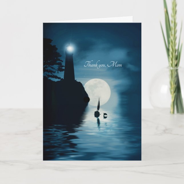 Carte Merci pour maman maman avec voilier et dauphin (Devant)