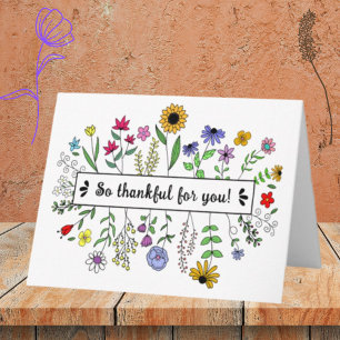 Carte Merci Pour Vous, Fleur sauvage Plié Salutation