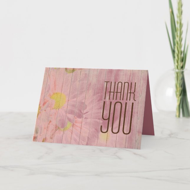Carte Merci Professionnel Rose Doré Floral Minimaliste (Devant)