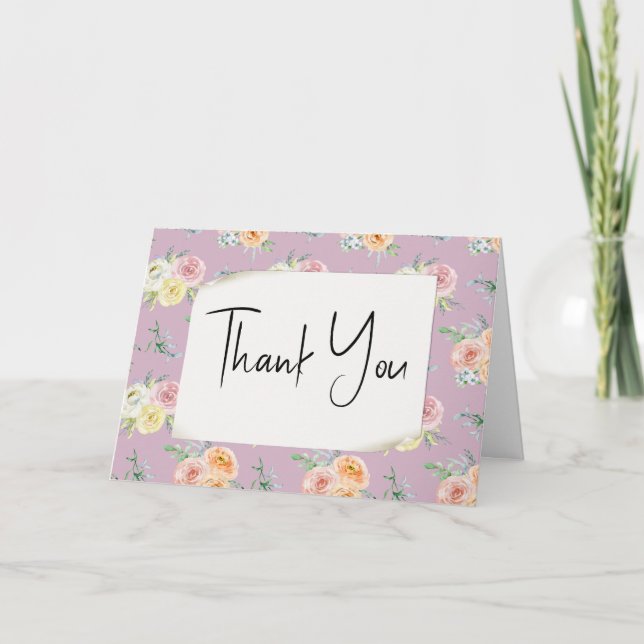 Carte Merci Rose aquarelle (Devant)