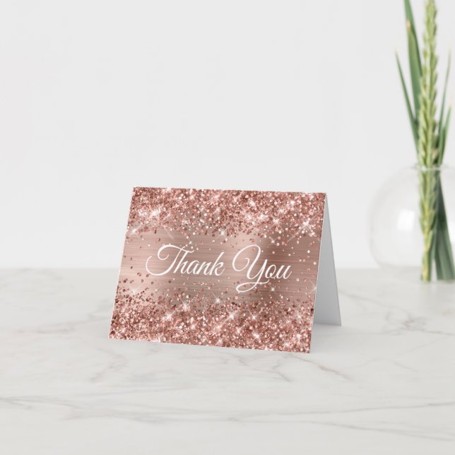 Carte Merci Rose d'or Glitter (Devant)