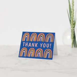 Carte MERCI rose orange bleu doux arc-en-ciel