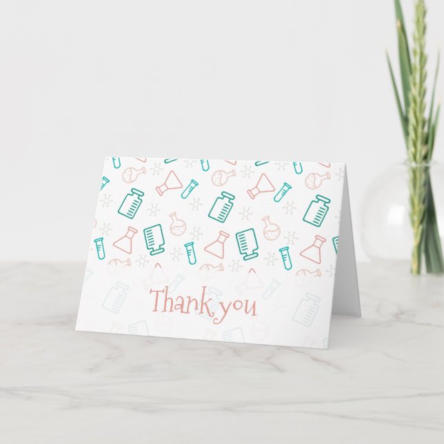 Carte Merci scientifique de laboratoire rose Turquoise (Devant)