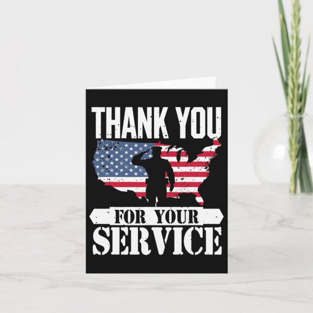 Carte Merci Service vétéran salue Patriot Militaire (Devant)
