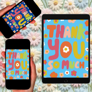 Carte MERCI Super marguerites lettres bulles sans arbre