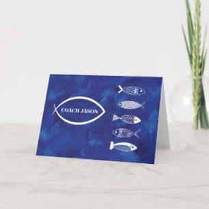 Carte Merci Swim Coach avec Poisson sur Blue Ajouter