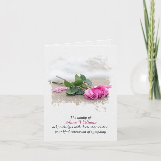 Carte Merci Sympathique Roses sur le sable (Devant)