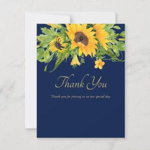 Carte Merci Tournesols Bleu Marine