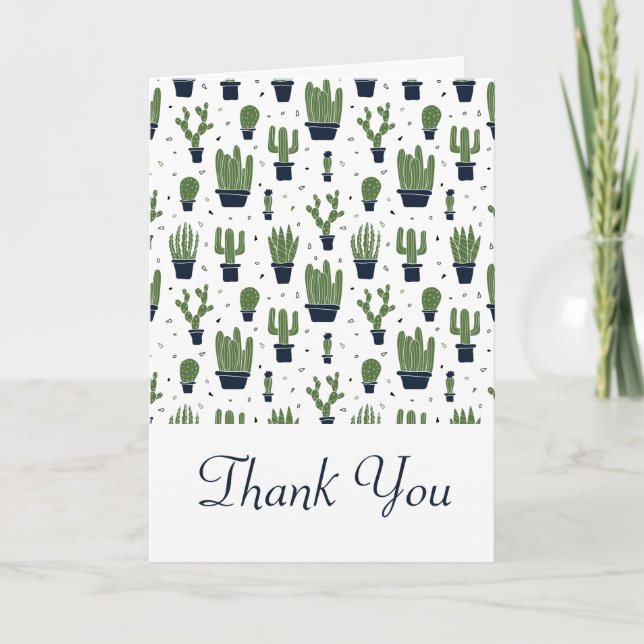 Carte Merci vert rustique de motif de désert de cactus (Devant)