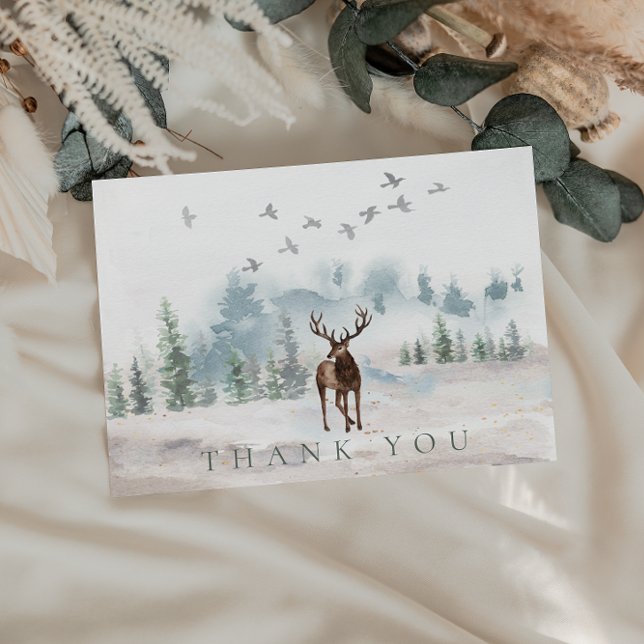 Carte Merci Watercolor Forest Deer (Créateur téléchargé)