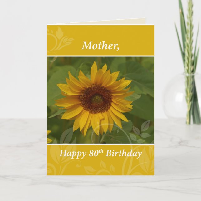 Carte Mère 80e anniversaire tournesol (Devant)