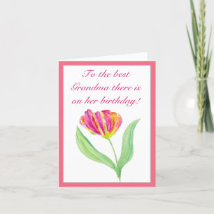Carte mère d'anniversaire de la tulipe rose chaud