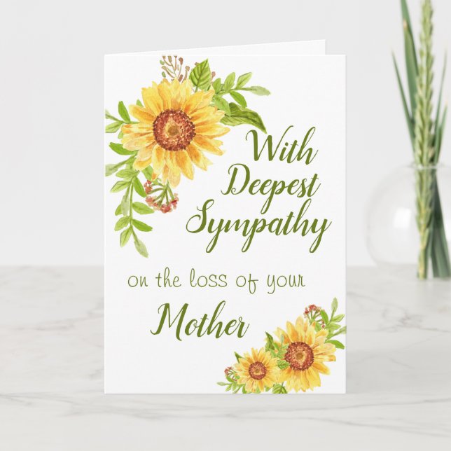 Carte mère de tournesol jaune fleuri Sympathy (Devant)