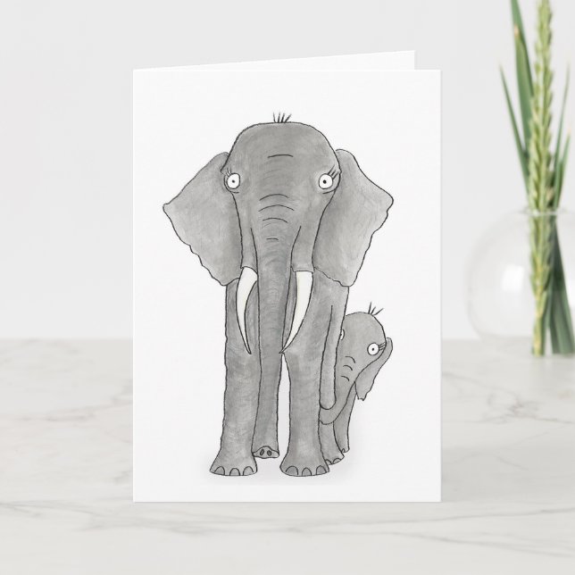 Carte mère et bébé éléphant (Devant)