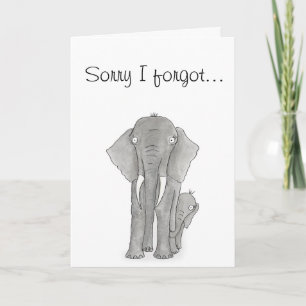 Carte mère et bébé éléphant 'Désolé d'avoir oublié