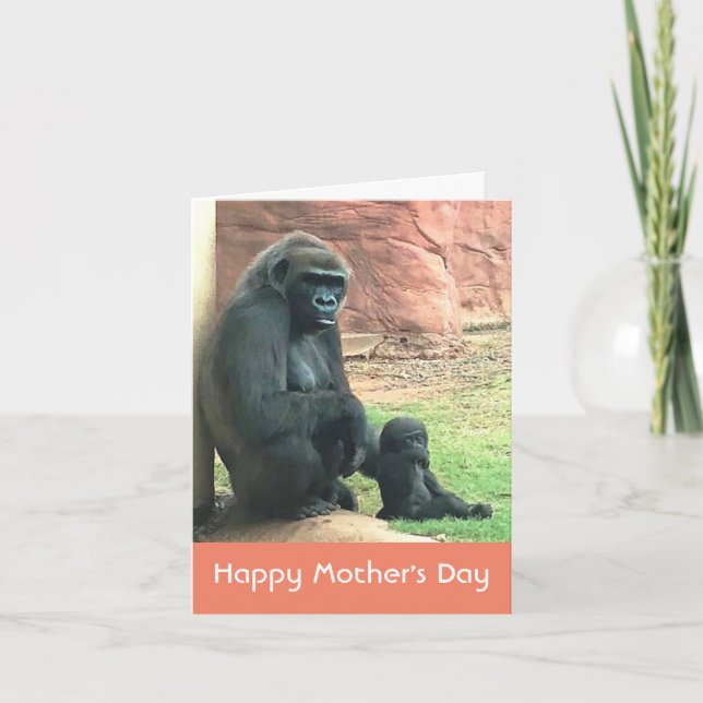Carte mère et bébé Gorilla Carte de fête des mères (Devant)