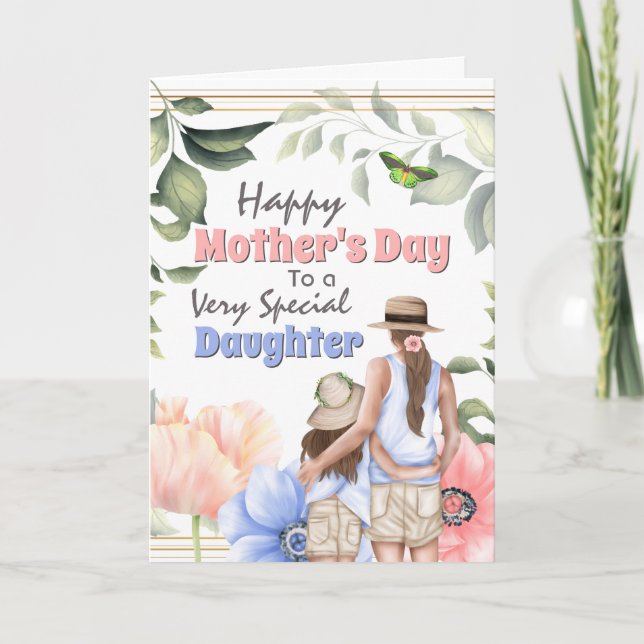 Carte Mère fille illustration fleurs anémones (Devant)