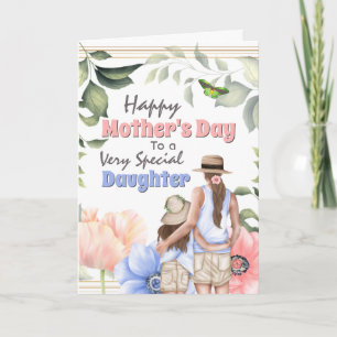 Carte Mère fille illustration fleurs anémones