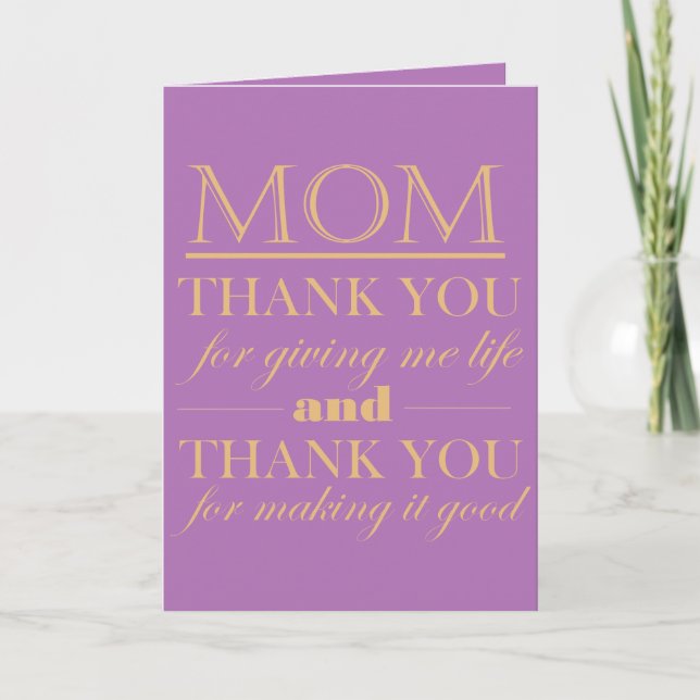 Carte mère Merci de la fête des mères violet et or (Devant)