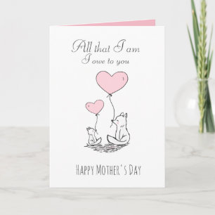 Carte Mère mignonne et Baby Fox Citer la fête des mères