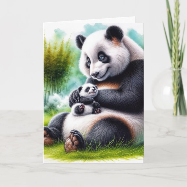 Carte Mère Panda Ours Avec Son Petit (Devant)