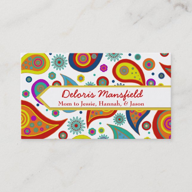 Carte mère personnalisée Paisley colorée (Devant)