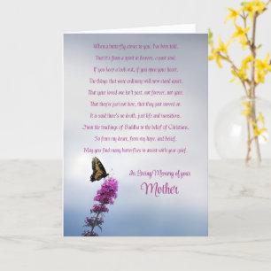 Carte Mère Sympathie Condolences avec Papillon