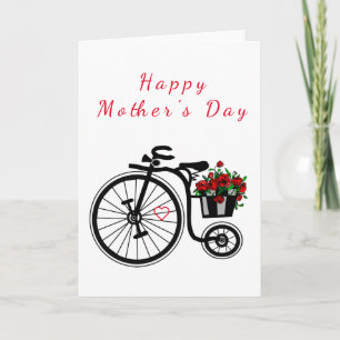 Carte Mère's Day Card Vélo avec fleurs pour maman