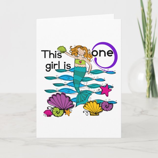 Carte Mermaid 1er Anniversaire Tshirts et cadeaux (Devant)