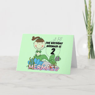Carte Mermaid 2e Anniversaire Tshirts et cadeaux