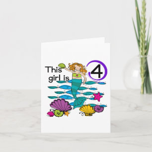 Carte Mermaid 4th Birthday Tshirts and Gifts