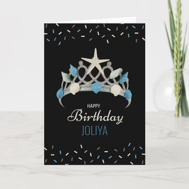 Carte Mermaid Princess Sea Crown Anniversaire (Devant)