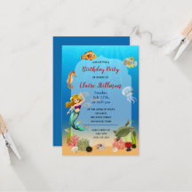 Mermaid Under Sea Adventure Anniversaire Invitatio