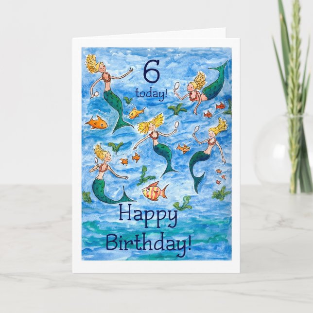 Carte Mermaids 6e anniversaire (Devant)
