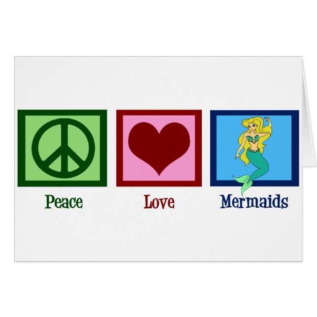 Carte Mermaids Peace Love (Devant horizontal)
