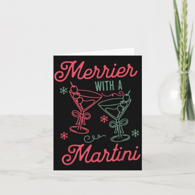 Carte Merrier With A Martini Christmas Tail Xmas Martini (Devant)