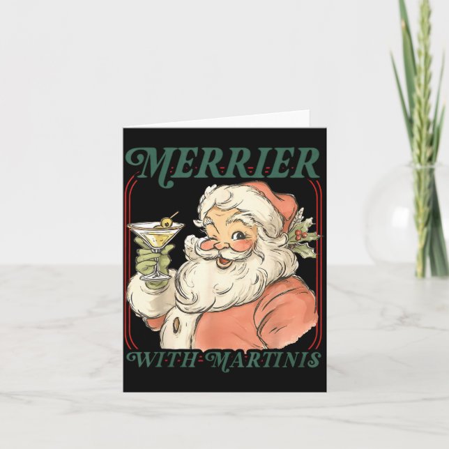 Carte Merrier With A Martini Santa Christmas Tail  (Devant)