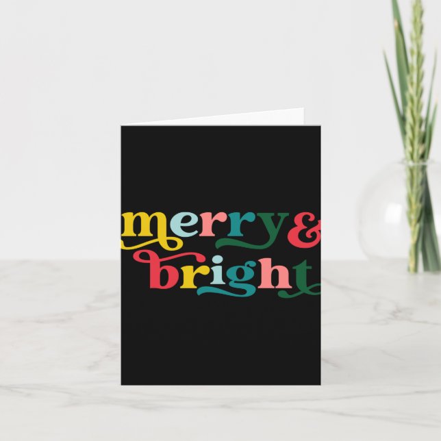 Carte Merry And Bright Modern Christmas Womens T Shirt  (Devant)