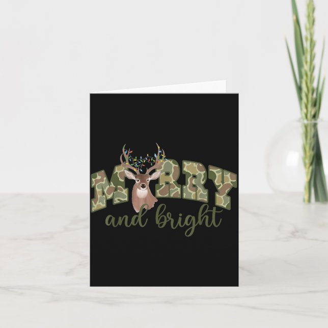 Carte Merry And Christmas Bright Camouflage Reindeer Xma (Devant)