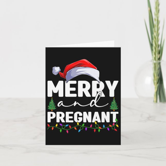 Carte Merry And Pregnant Christmas Pregnancy Announcemen (Devant)