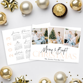 Carte Merry&Bright Calligraphie moderne 2023 Calendrier