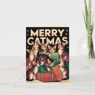 Carte Merry Catmas - chats vintages mignons Noël