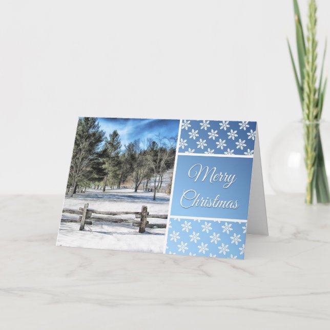 Carte Merry Chrismtas avec belle scène d'hiver (Devant)