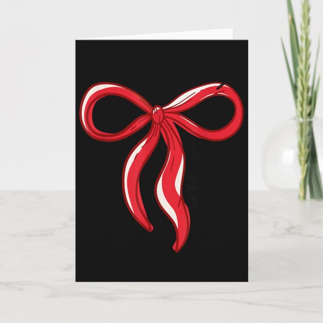 Carte Merry Christmas Bow Red Santa Xmas Coquette Aesthe (Devant)
