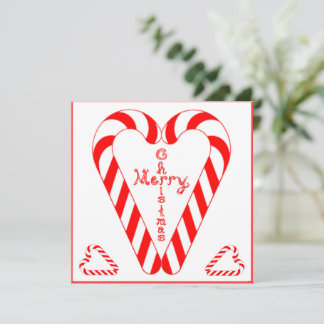 Carte Merry Christmas Cross In Heart Candy Cane 2 Hearts