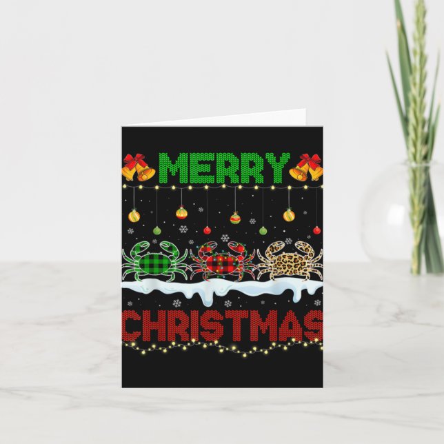 Carte Merry Christmas Cute Crab Xmas Leopard Plaid Santa (Devant)